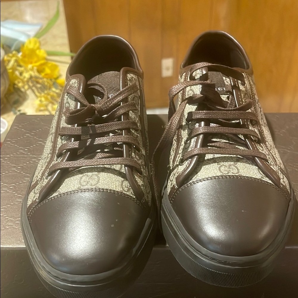 Brown and Beige Patterned Sneakers